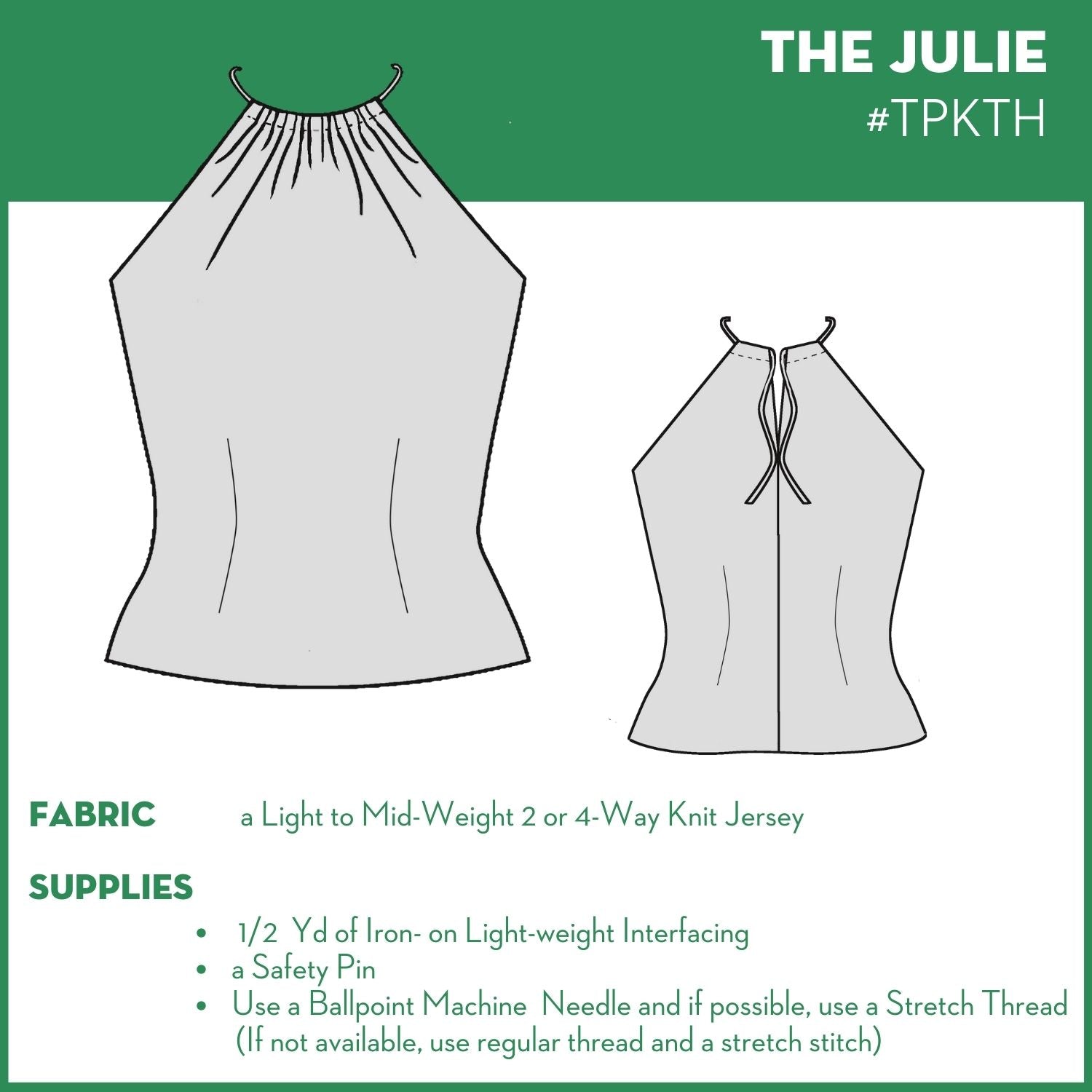 Sewing Pattern for Simple Top, Halter Necktie - The Julie DIY FASHION DESIGN Sewing Pattern for Simple Top, Halter Necktie - The Julie DIY FASHION DESIGN