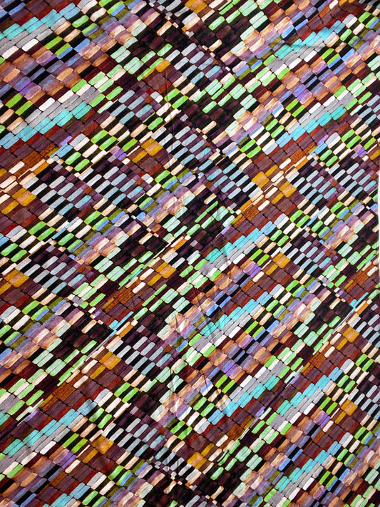 Digital block print viscose flowy 4-way knit fabric